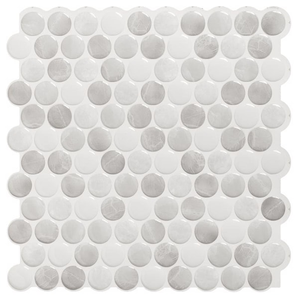 Smart Tiles Smart Tiles 8.95 in. W X 8.97 in. L Gray Glazed Vinyl Adhesive Wall Tile 4 pc SM1188G-04-QG - main